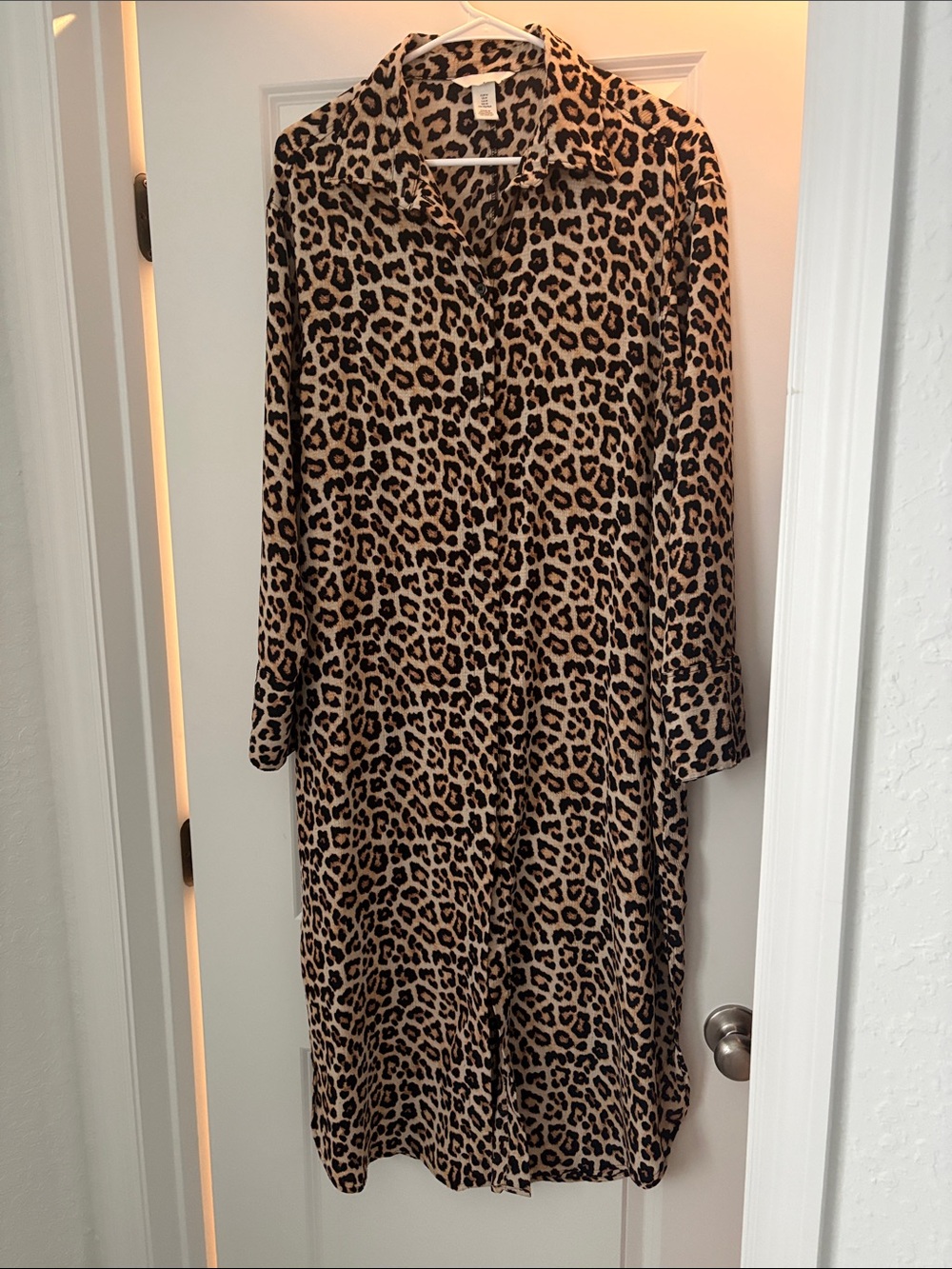 H&M Leopard Print Button-Up Jumpsuit in Tan and Black